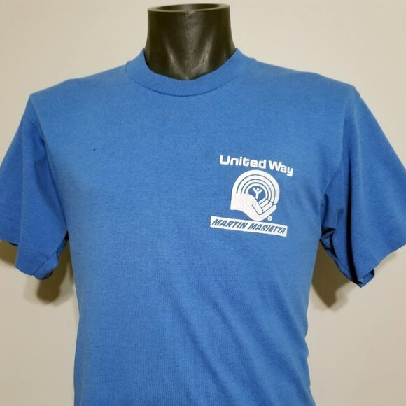 RARE Vintage Martin Marietta Space Shuttle T Shirt Size L UNITED WAY USA Tee - Picture 4 of 15